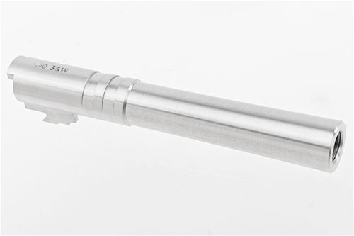 COWCOW Technology OB1 Stainless Steel Threaded Outer Barrel for Tokyo Marui Hi-Capa 5.1 GBB Series (.40 marking) - Silver