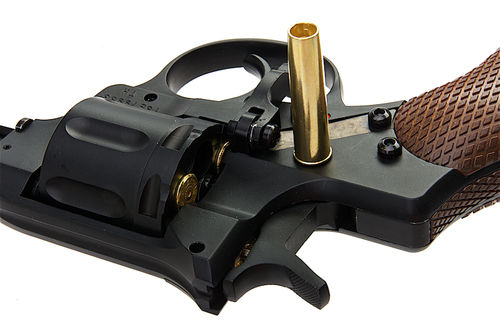 Gun Heaven (WinGun) 721 4 inch 6mm Co2 Revolver (Brown Grip) - Black