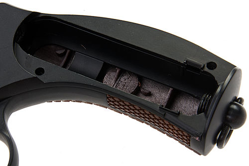 Gun Heaven (WinGun) 721 4 inch 6mm Co2 Revolver (Brown Grip) - Black