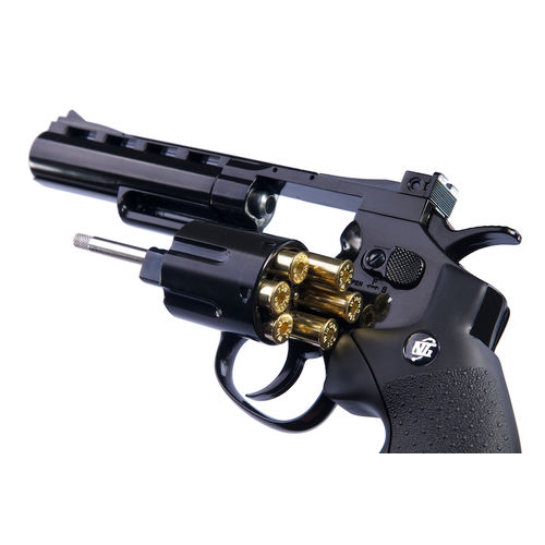 Gun Heaven Win Gun 701 4 Inch 6mm Co2 Revolver Brown Grip Black