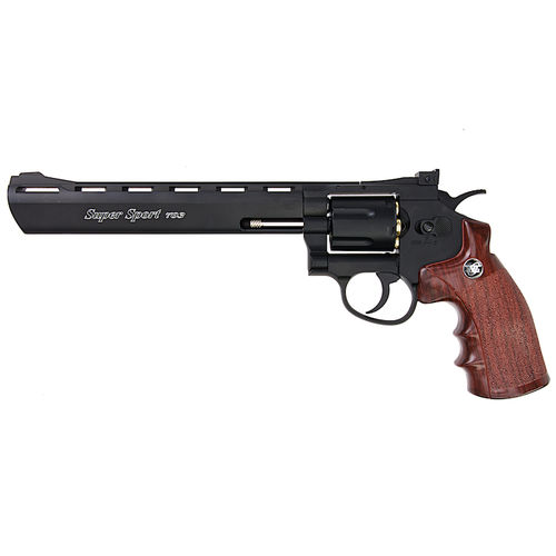 Gun Heaven (WinGun) 703 8 inch 6mm Co2 Revolver (Brown Grip) - Black
