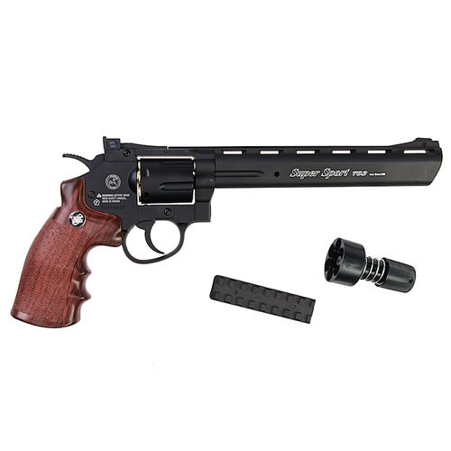Gun Heaven (WinGun) 703 8 inch 6mm Co2 Revolver (Brown Grip) - Black