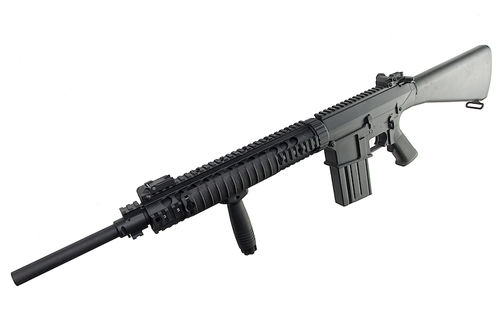 A&K Fulll Metal Fixed Stock SR-25 Airsoft AEG Rifle - Black