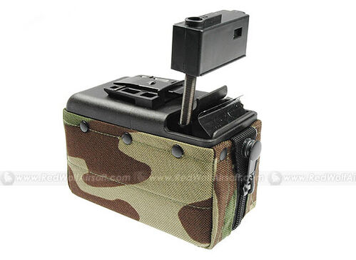 MAG 2500rds Cartridge Pouch Magazine for M249 (Woodland) - Fits TOP / CA