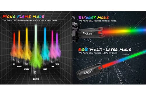 ACETECH Bifrost Tracer Unit (M14CCW) w/ Multi Color Flame Effect (RGB Rainbow) - BK