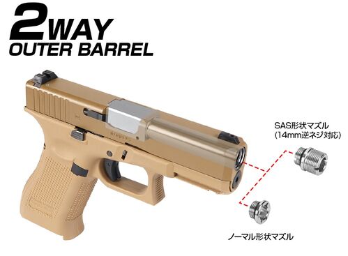 Nine Ball (Laylax) UMAREX VFC Glock 19X "2 Way Fixed" Non-Recoiling Outer Barrel