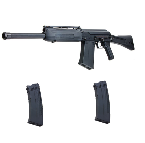 Tokyo Marui SAIGA 12K Gas Blow Back Shotgun - Black + 2 Long 90rds Gas Magazine (3 mags total)