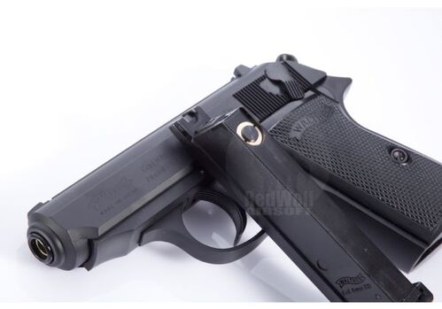 Maruzen PPK/S Walther Green Gas Airsoft Pistol - Black Metal Finish Version