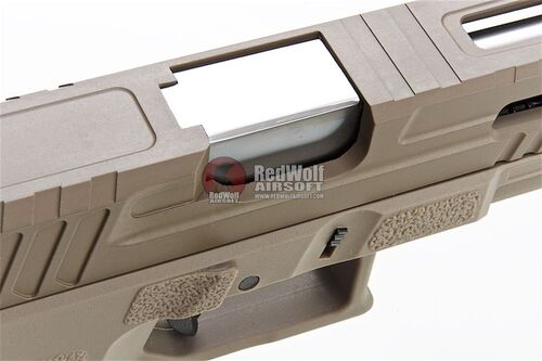 KJ Works KP-13F Full Auto Metal Slide GBB Pistol w/e Thread barrel and Cap - TAN